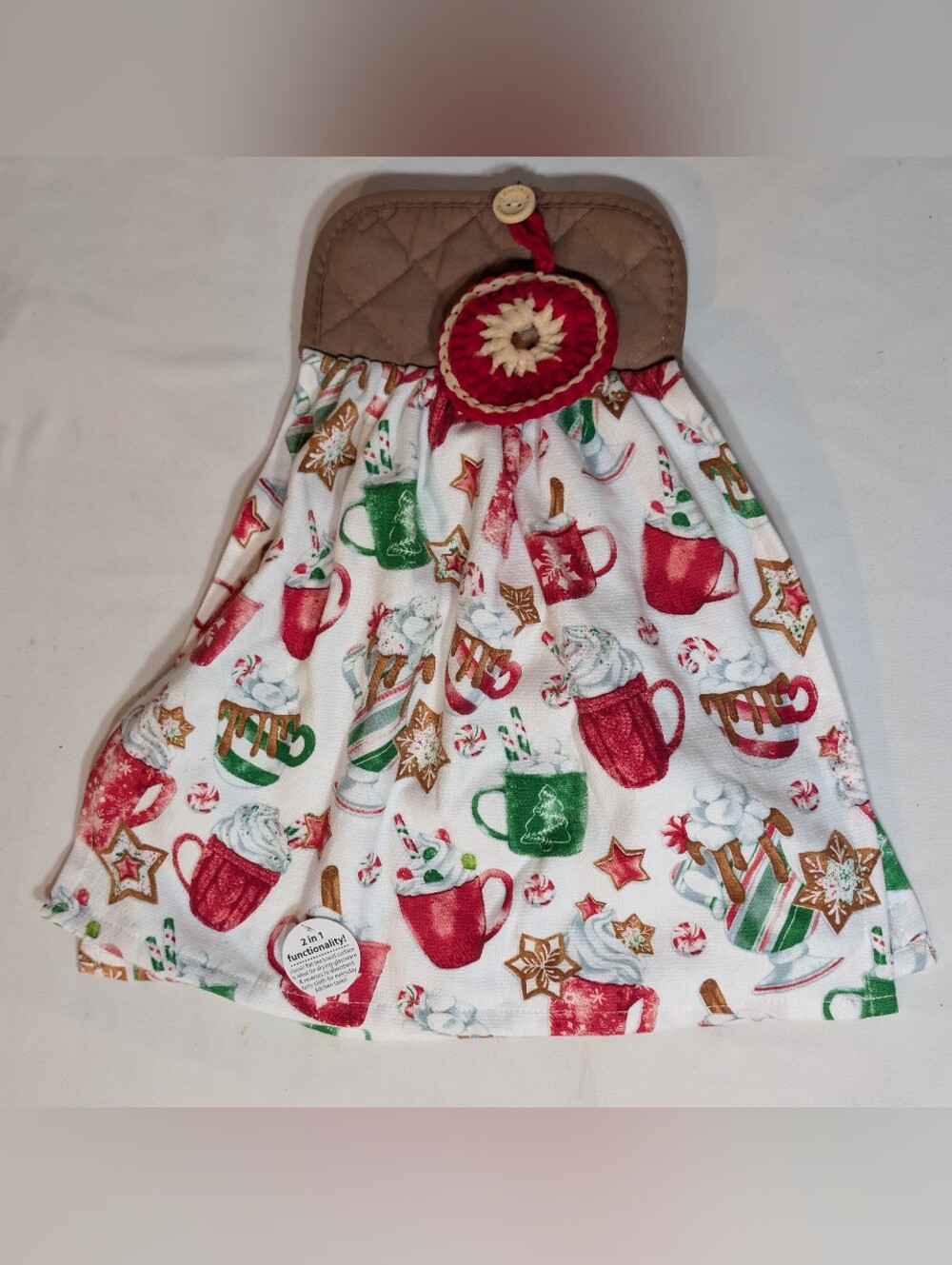 Tea Hand Towel Holiday Seasonal Winter Christmas Festive Cookies Red Green White